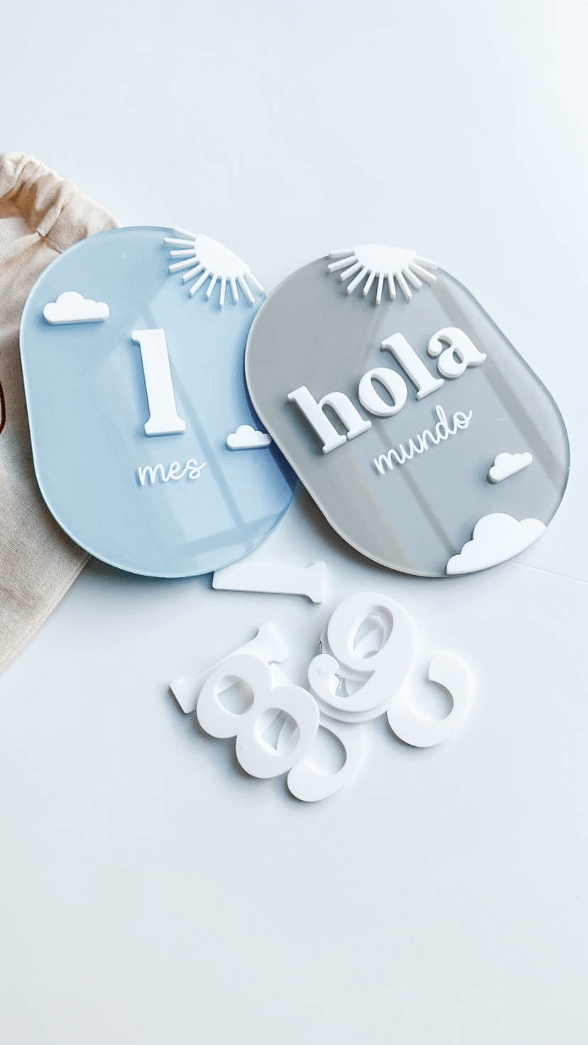 Tags para fotos en acrílico | Números intercambiables