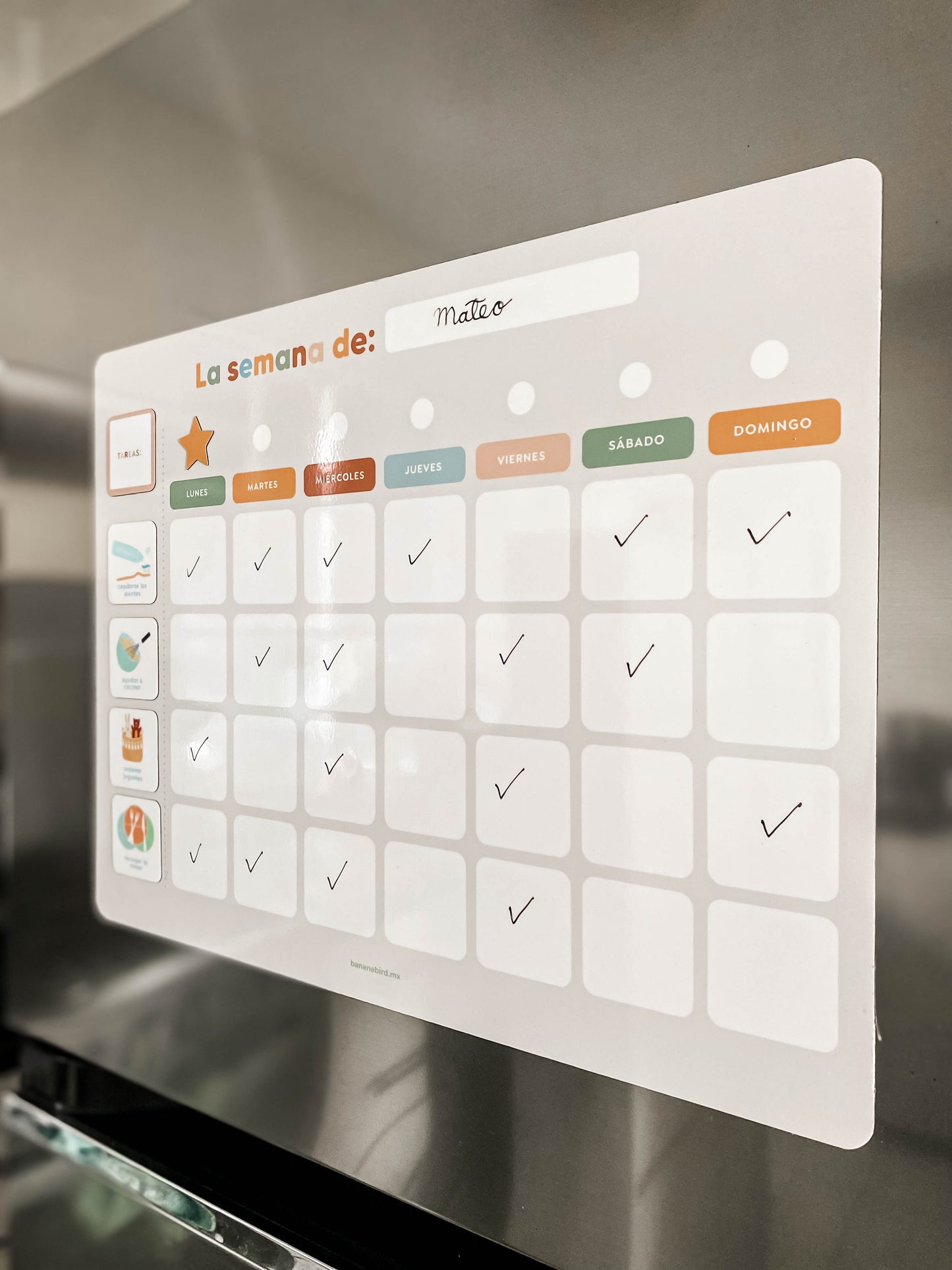 Tablero semanal / responsabilidades magnético con imanes