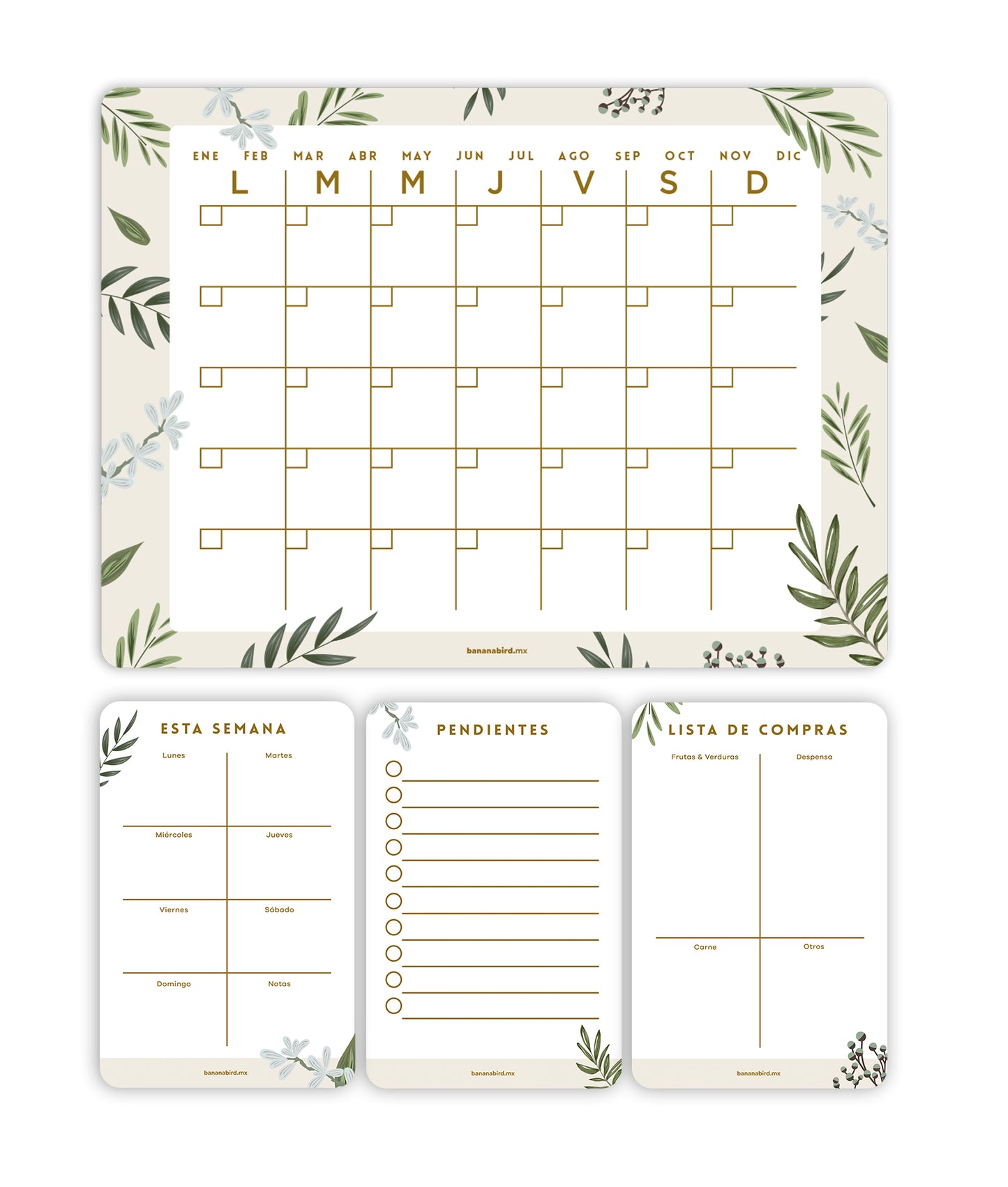 Kit de 4 planners magnéticos "Mensual + 3 planners pocket"