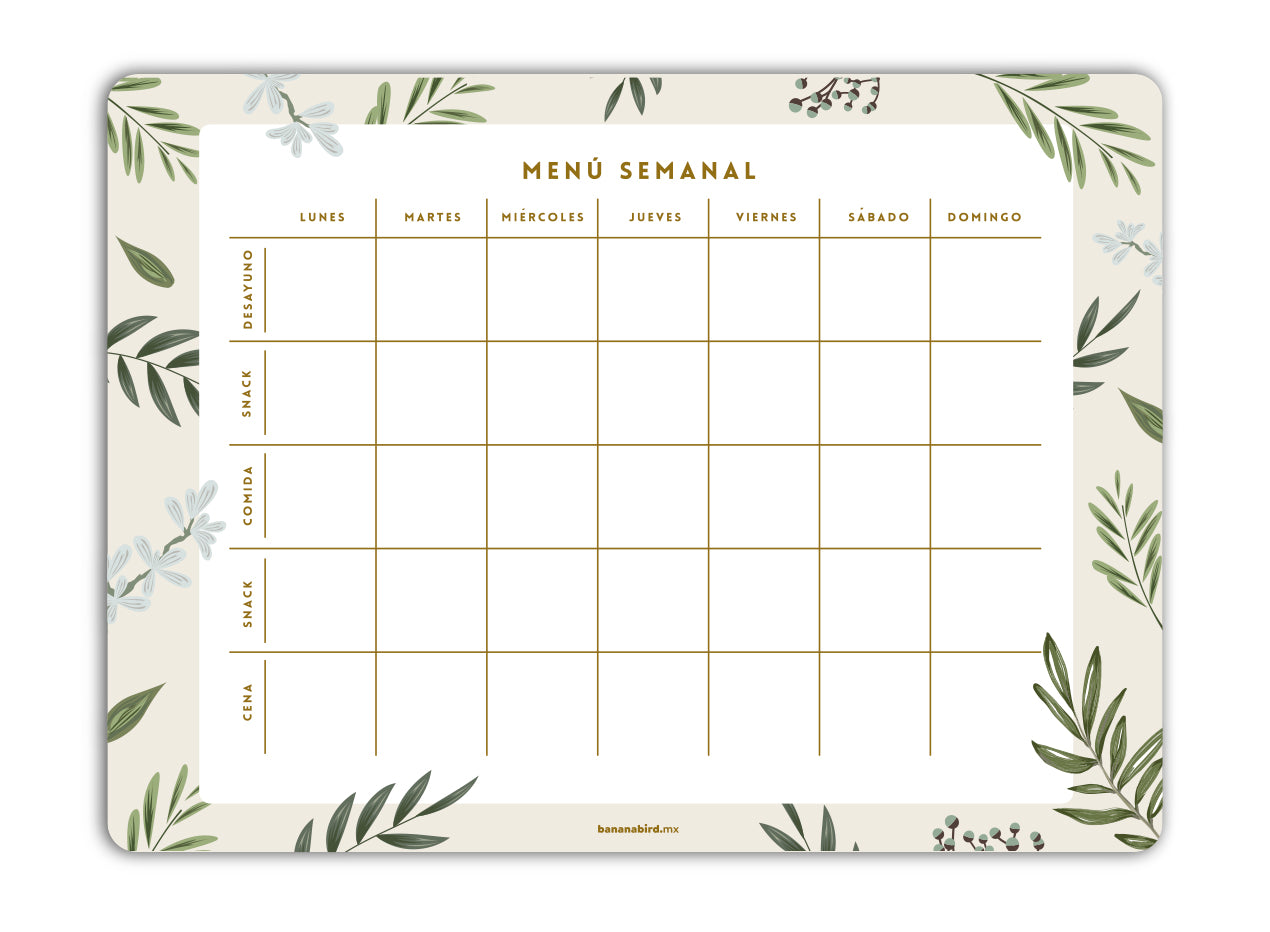 Planner magnético "Menú Semanal"