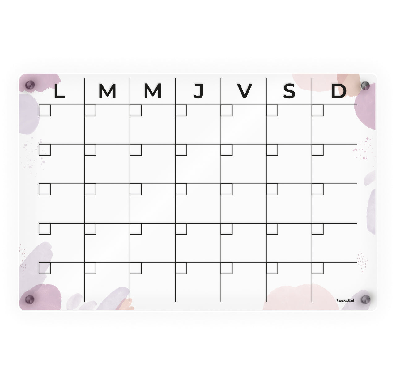 Planner MENSUAL SIN BLOQUES en acrílico transparente
