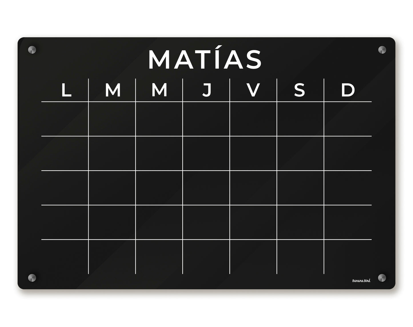 Planner MENSUAL SIN BLOQUES en acrílico negro