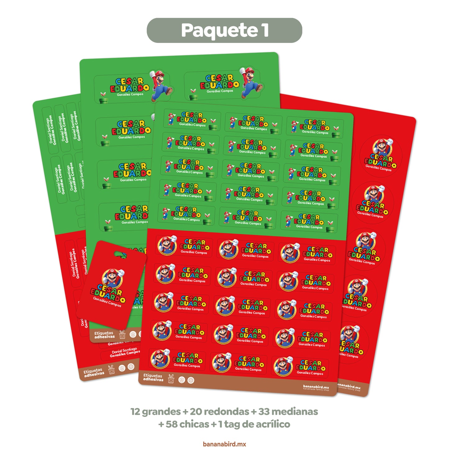 Paquetes de Etiquetas Escolares (Personajes Famosos)