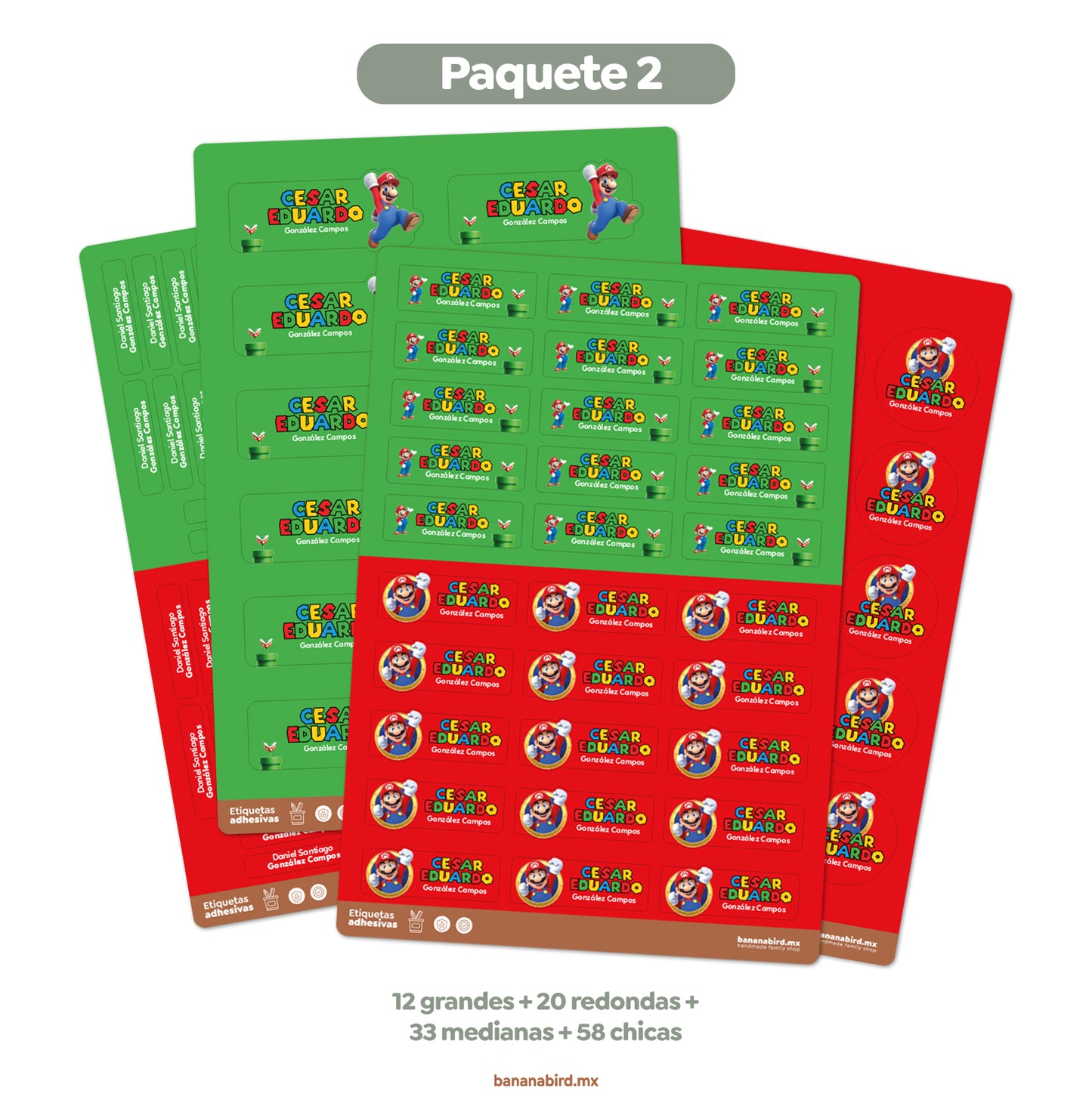 Paquetes de Etiquetas Escolares (Personajes Famosos)