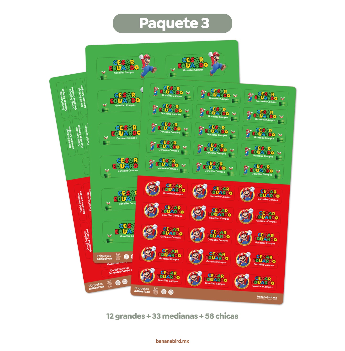 Paquetes de Etiquetas Escolares (Personajes Famosos)