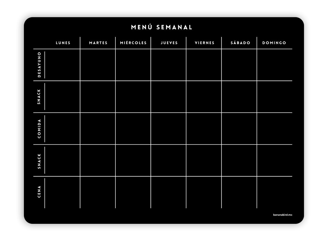 Menú Semanal Magnético Negro