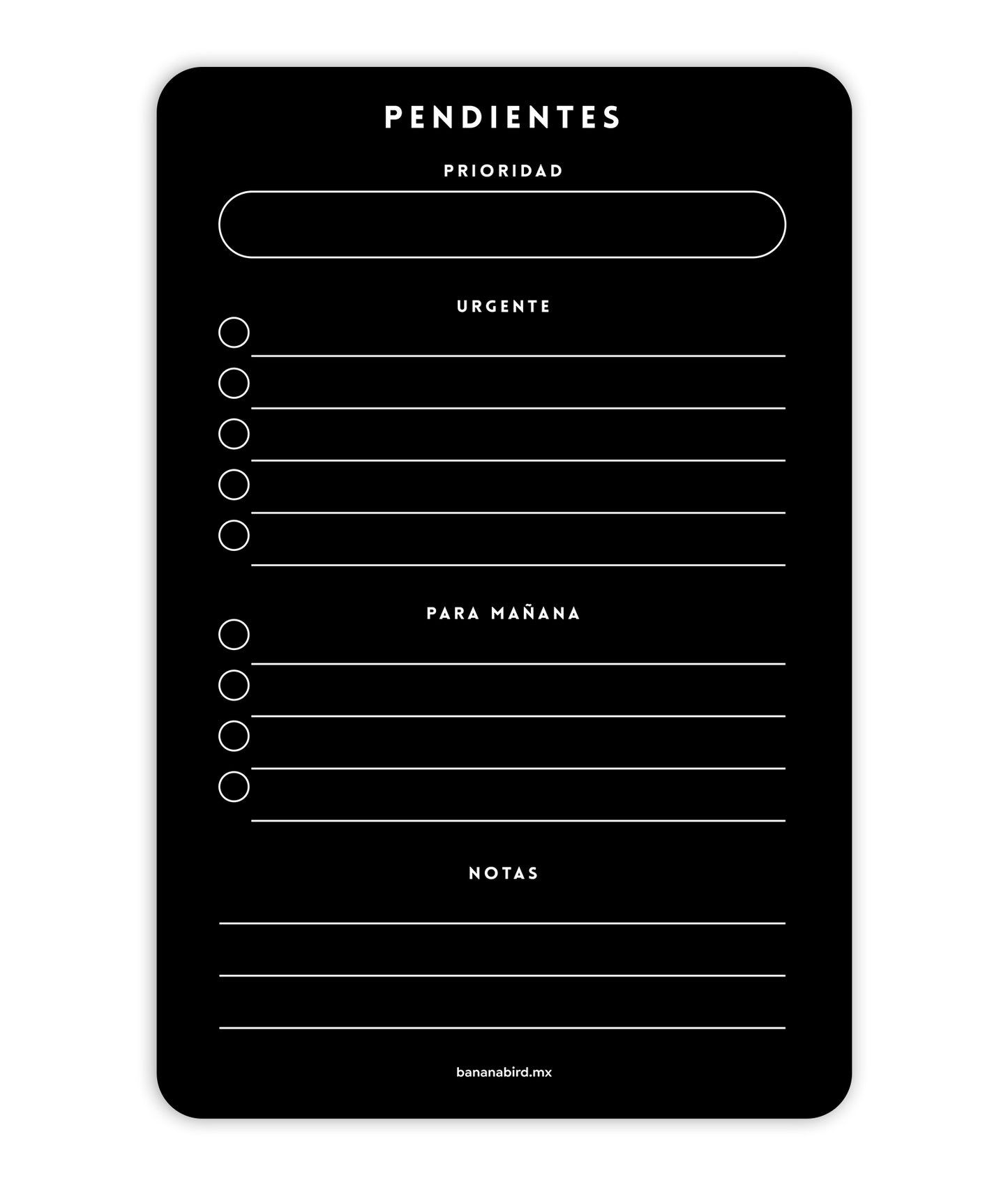 Planner magnético negro "Pendientes"
