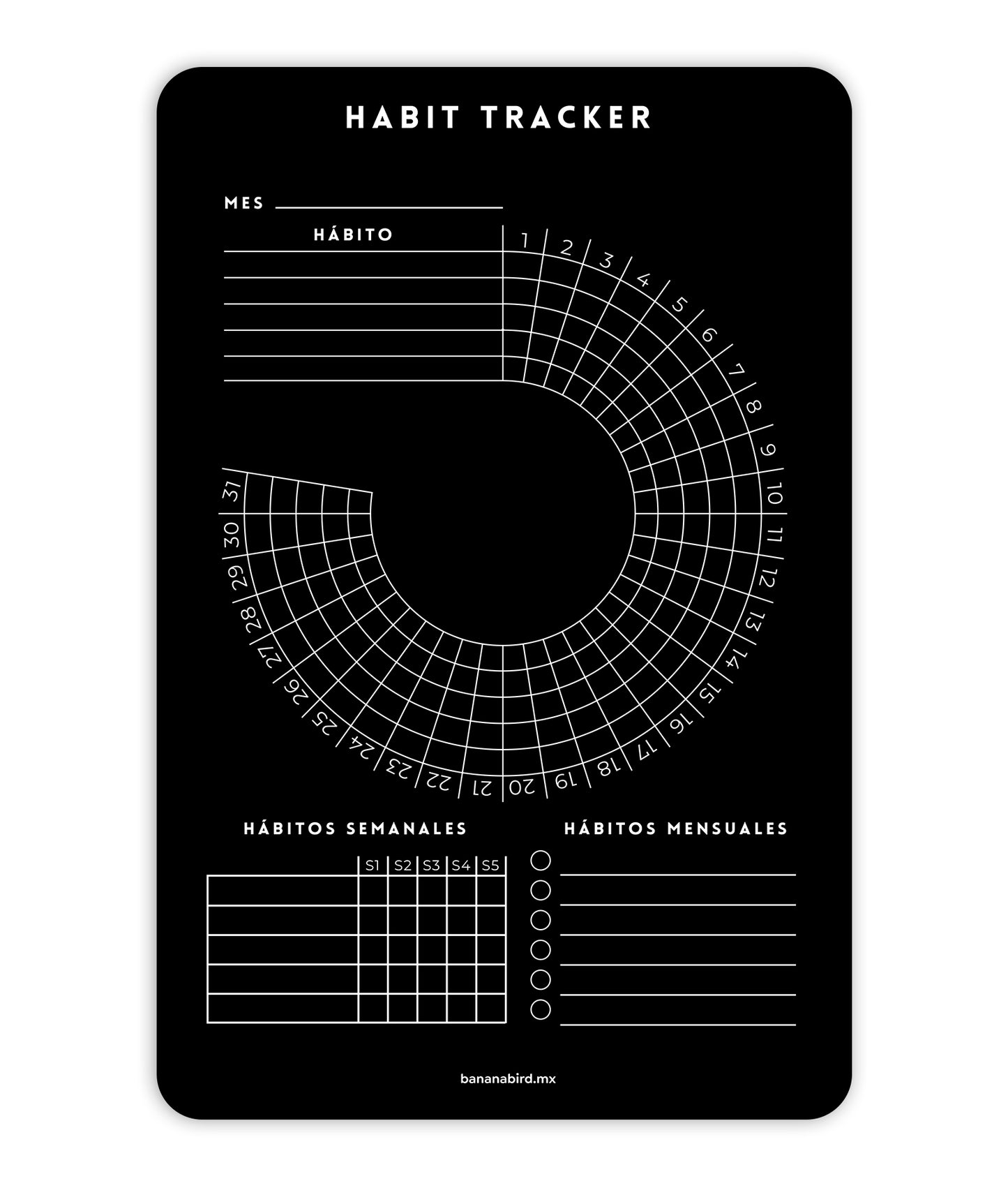 Planner magnético negro "Habit Tracker"