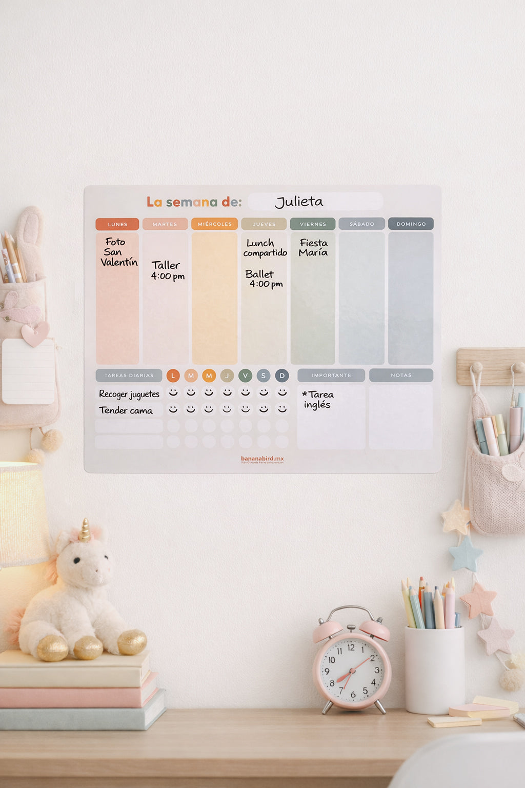 Planner Semanal en Vinil Removible para niños