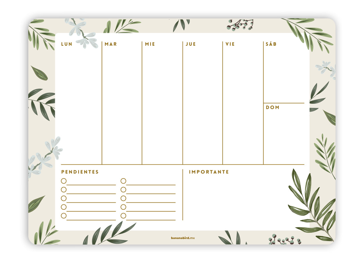 Planner magnético "Semanal con pendientes y notas"