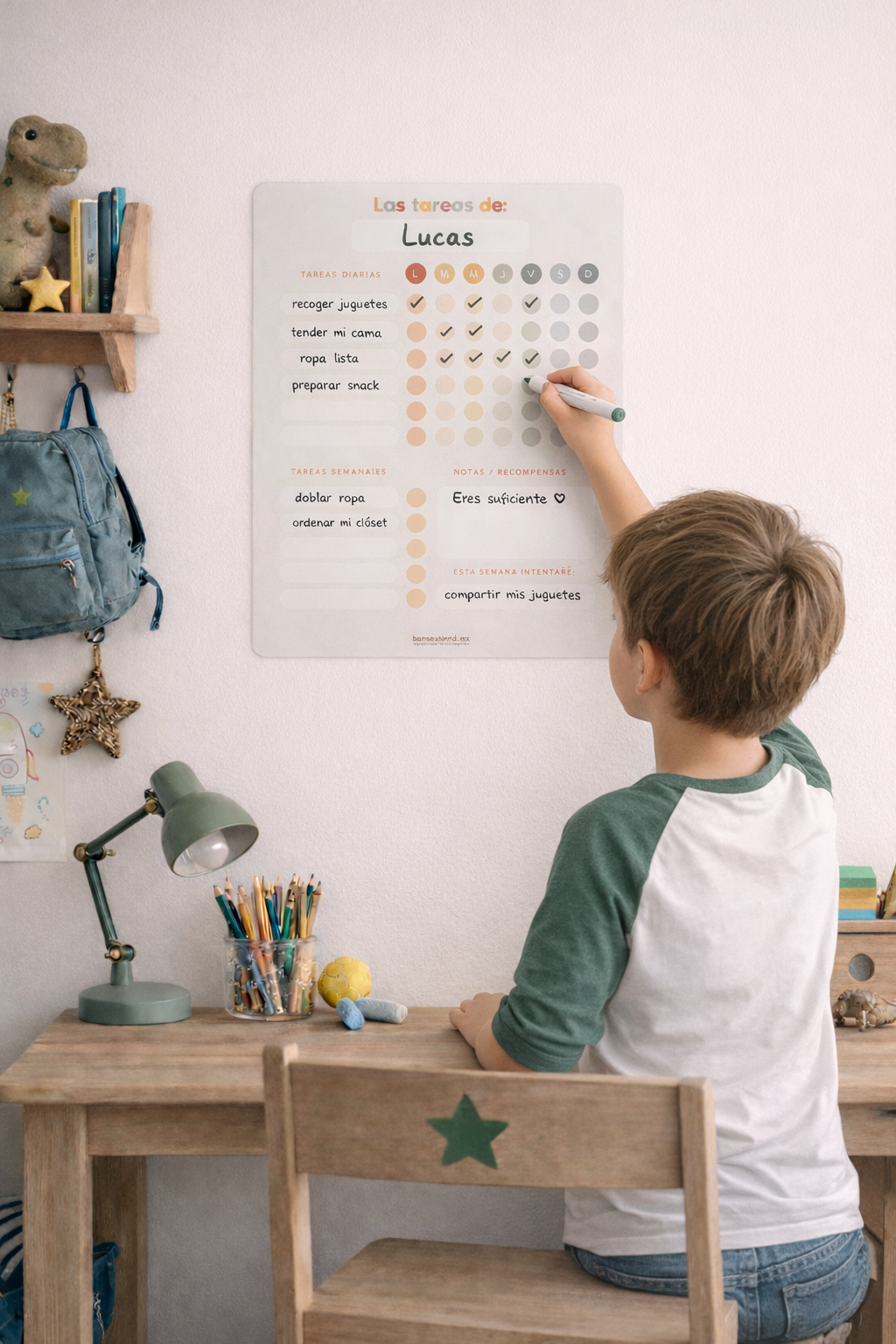 Tablero de Responsabilidades en Vinil Removible para niños de 8 años en adelante