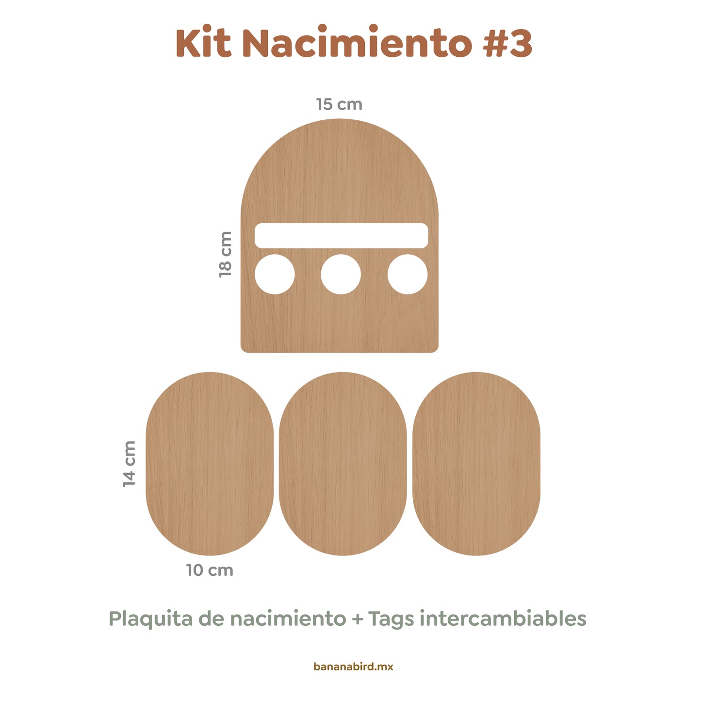 #4 Kit de nacimiento en madera | Plaquita de nacimiento + Tags intercambiables