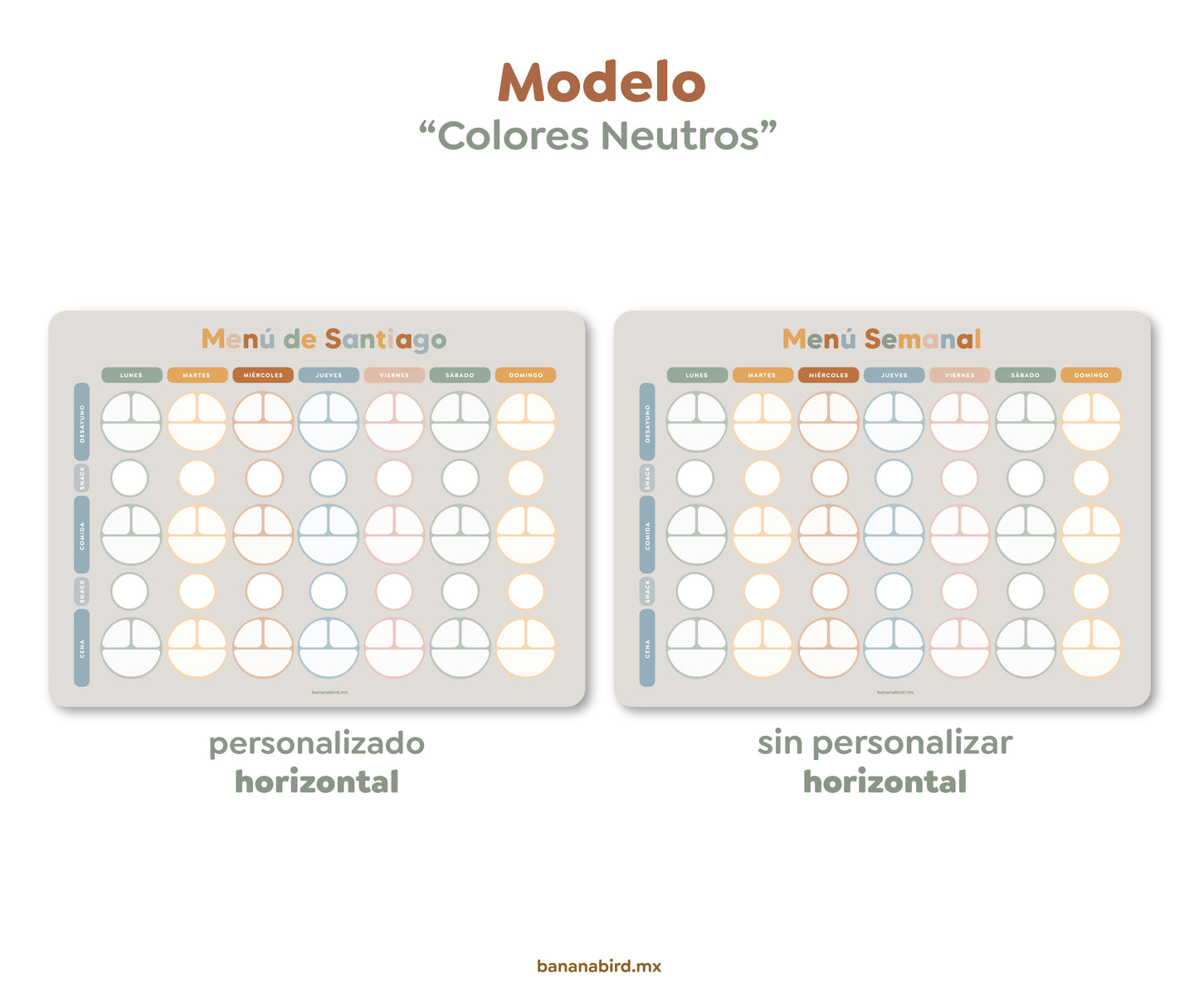 Planner magnético de "Menú para Toddlers"
