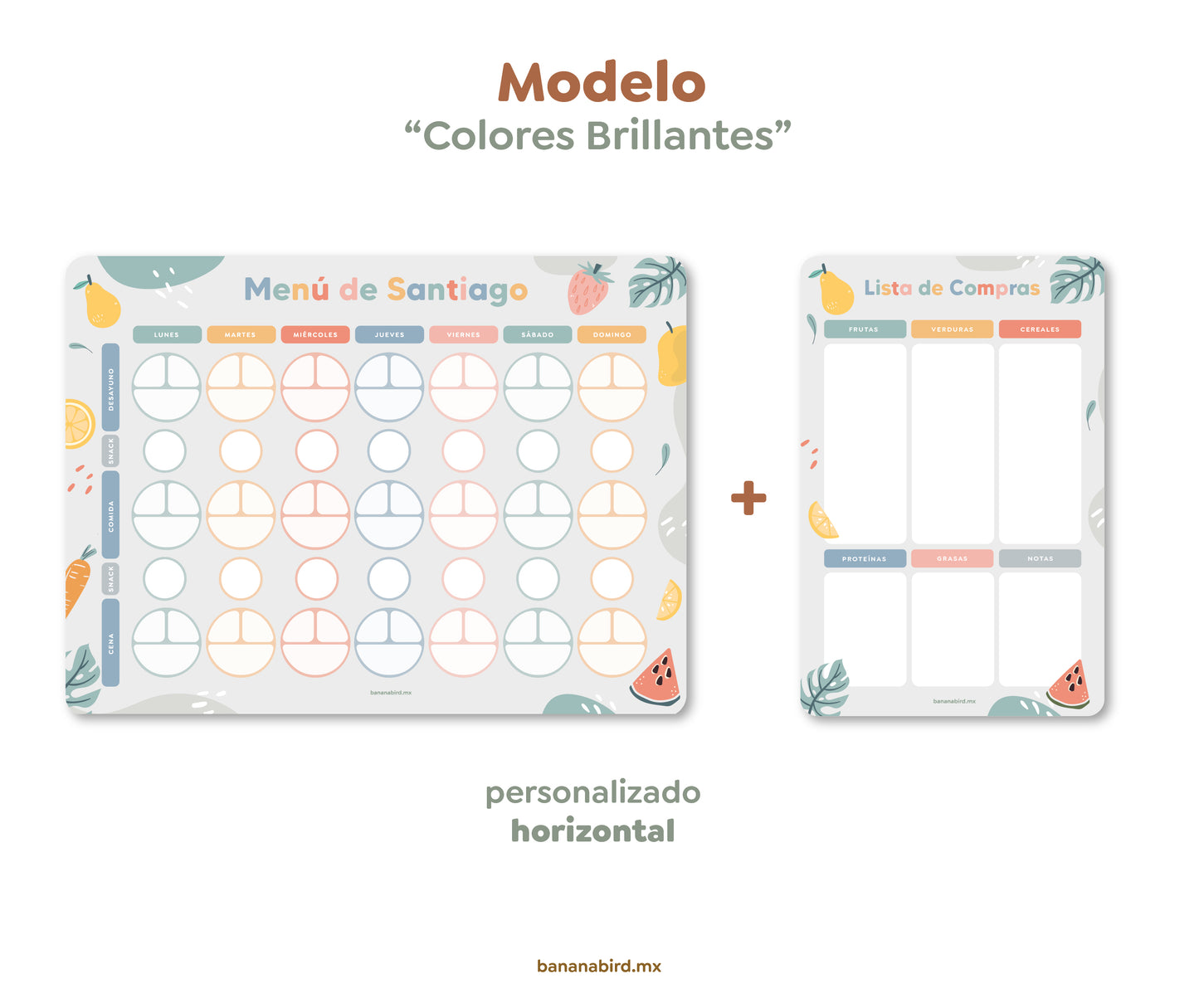 Kit de 2 planners magnéticos "Planner de Menú para Toddlers + Lista de Compras"