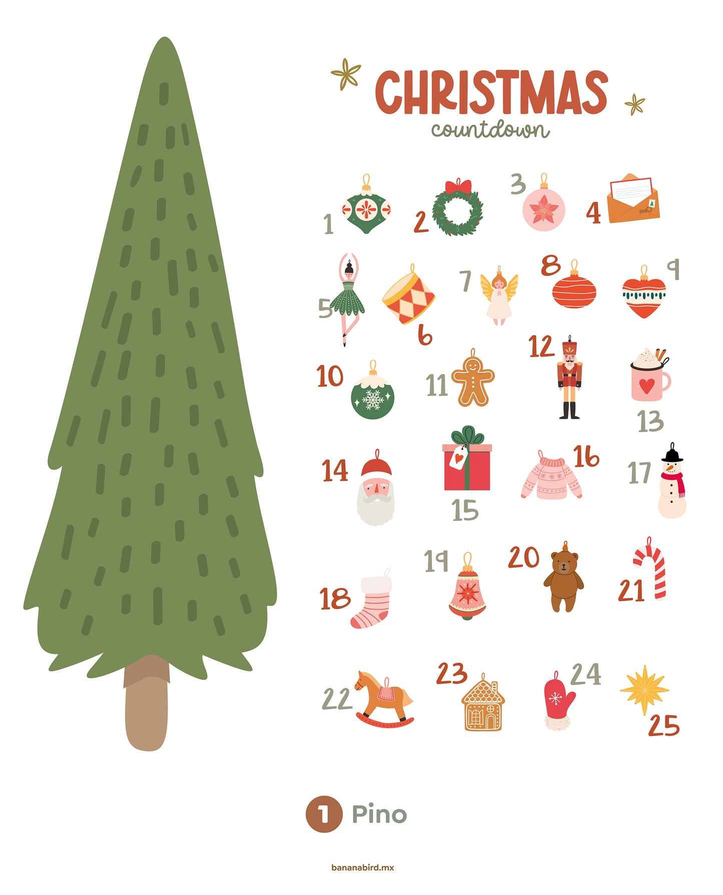 Calendario de adviento (stickers para pared reposicionables)