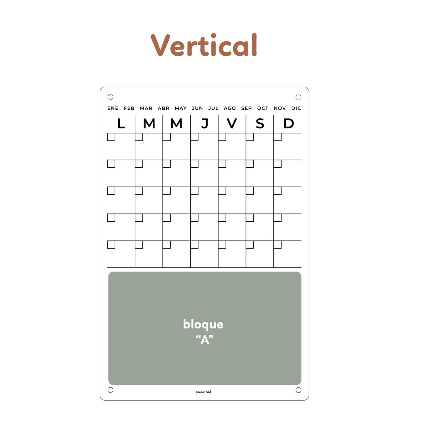 Planner MENSUAL DE 1 BLOQUE en acrílico transparente