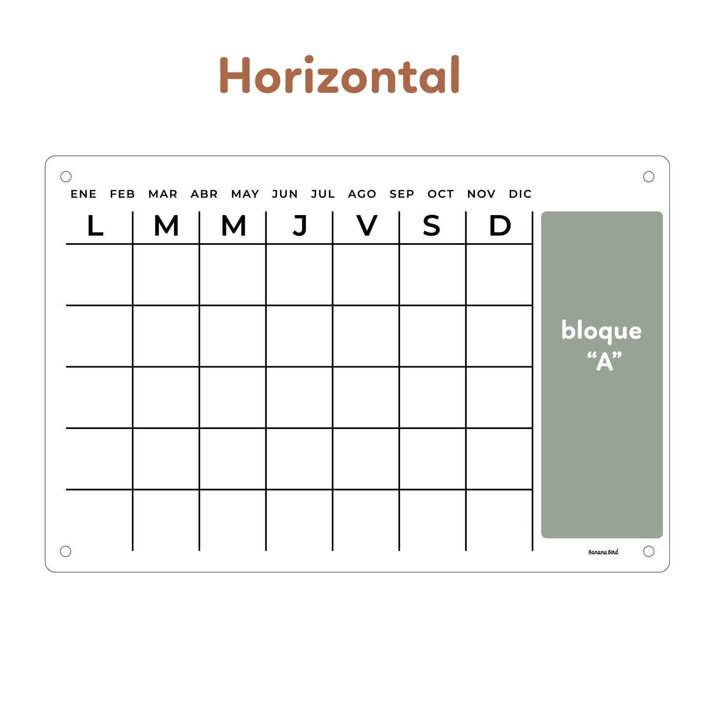 Planner MENSUAL DE 1 BLOQUE en acrílico transparente