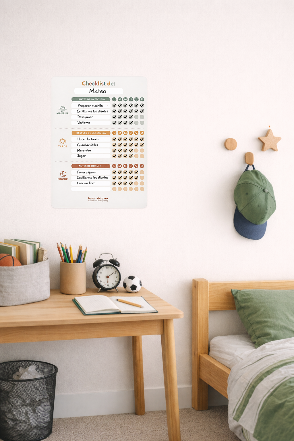 Tablero de Rutinas en Vinil Removible para niños de 8 años en adelante
