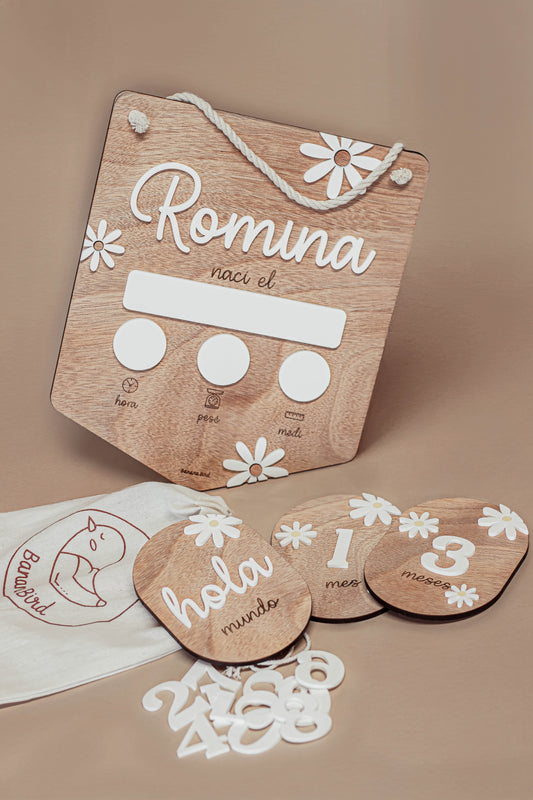 #1 Kit de nacimiento en madera | Letrero colgante + Tags intercambiables + Organizadores de closet
