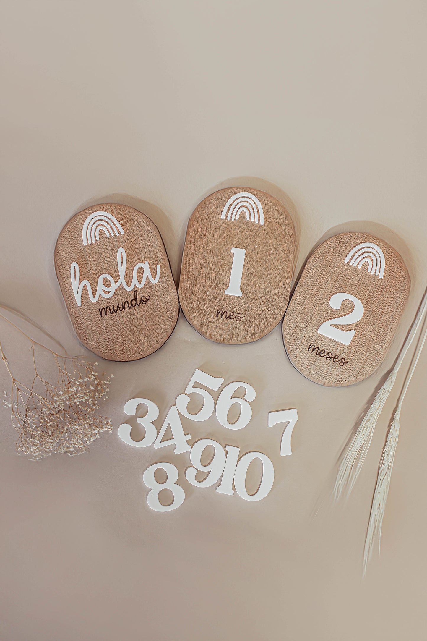 Tags para fotos en madera | Números intercambiables