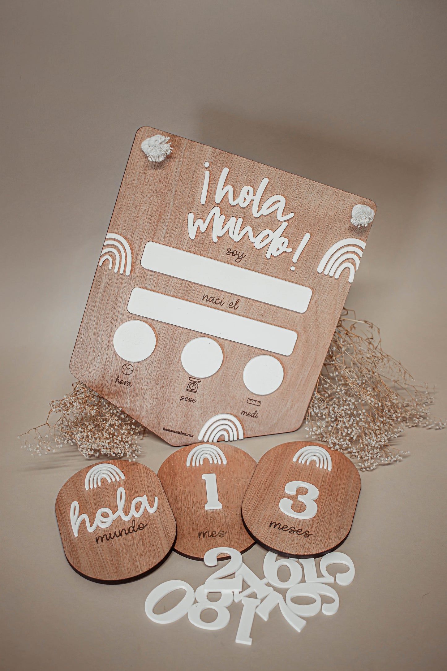 #2 Kit de nacimiento en madera | Letrero colgante + Tags intercambiables