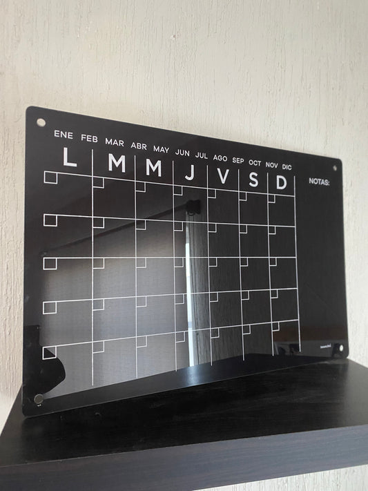 Planner MENSUAL 40x60 en acrílico negro para pared (LIQUIDACIÓN)