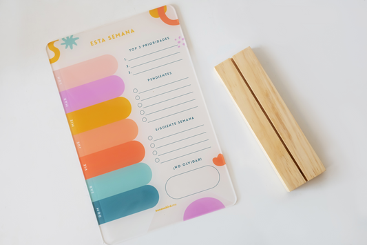 Planner SEMANAL MEDIANO en acrílico PARA ESCRITORIO