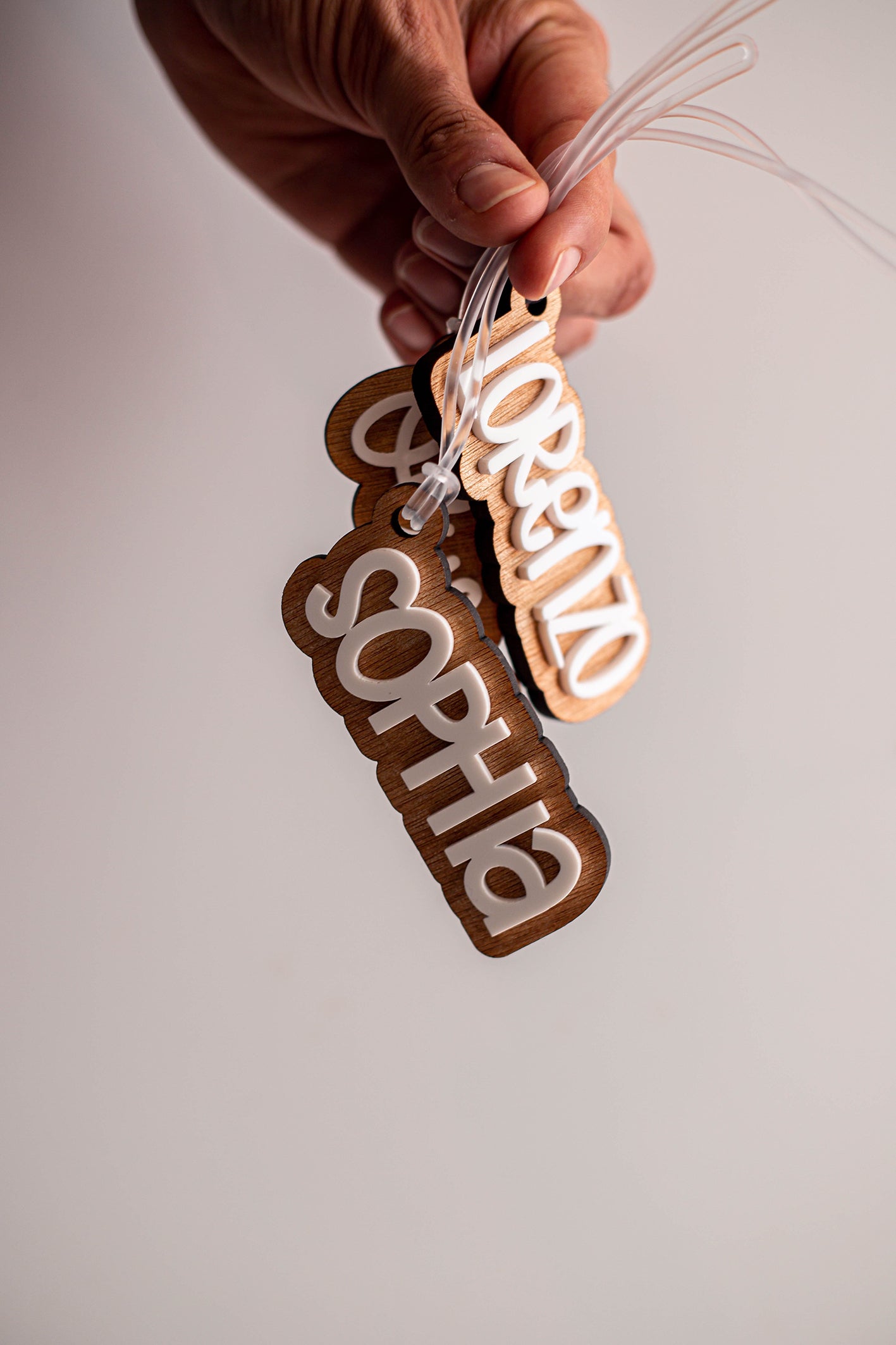 Tags para mochilas en Madera