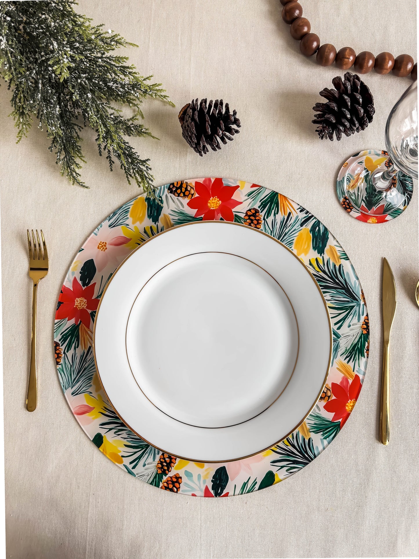 Set de Bajo platos y Porta vasos de acrílico