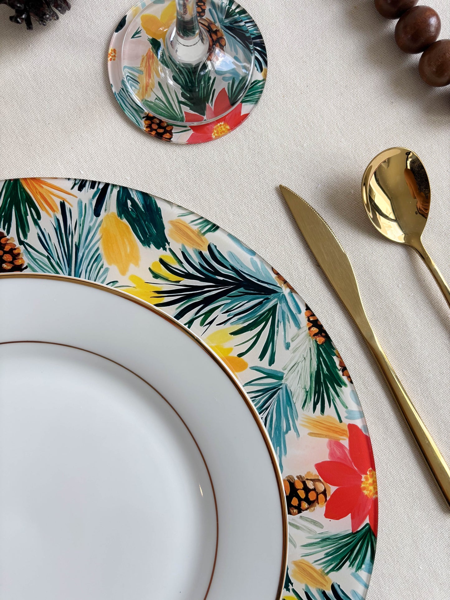 Set de Bajo platos y Porta vasos de acrílico