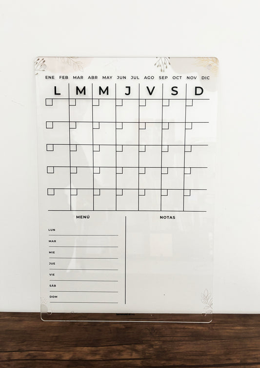 Planner MENSUAL 40x60 en acrílico transparente para pared (LIQUIDACIÓN)