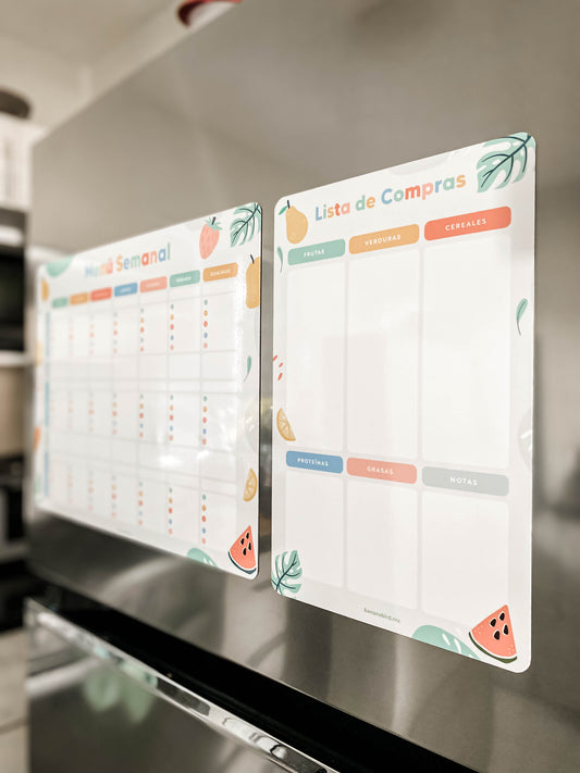 Kit de 2 planners magnéticos "Planner de Alimentación Complementaria + Lista de Compras"