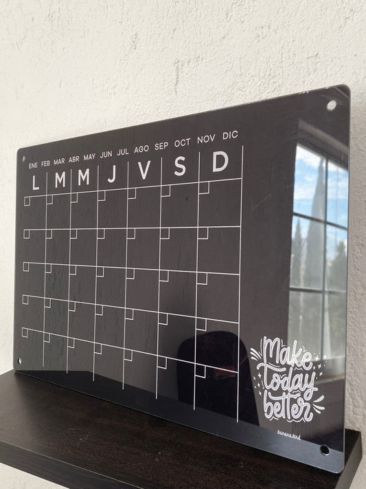 Planner MENSUAL con frase 40x60 en acrílico negro para pared (LIQUIDACIÓN)
