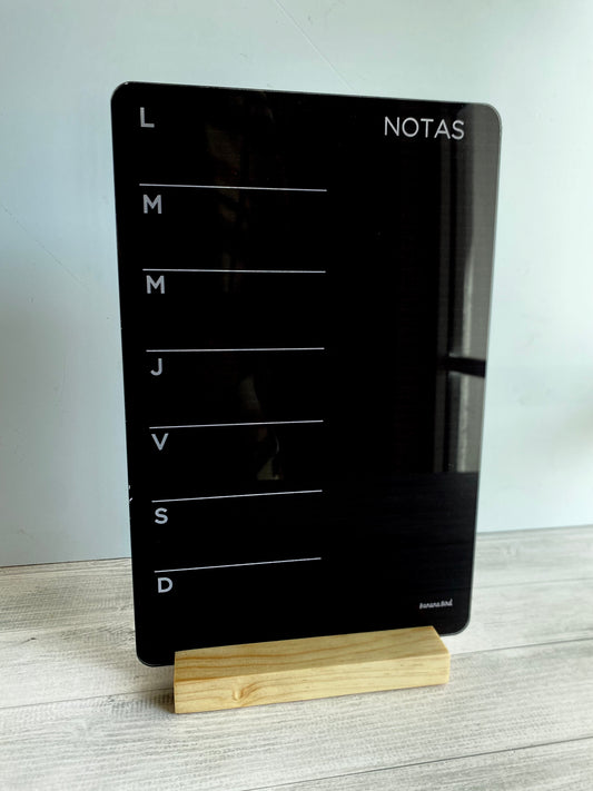 Planner SEMANAL CON NOTAS en acrílico negro mediano (LIQUIDACIÓN)