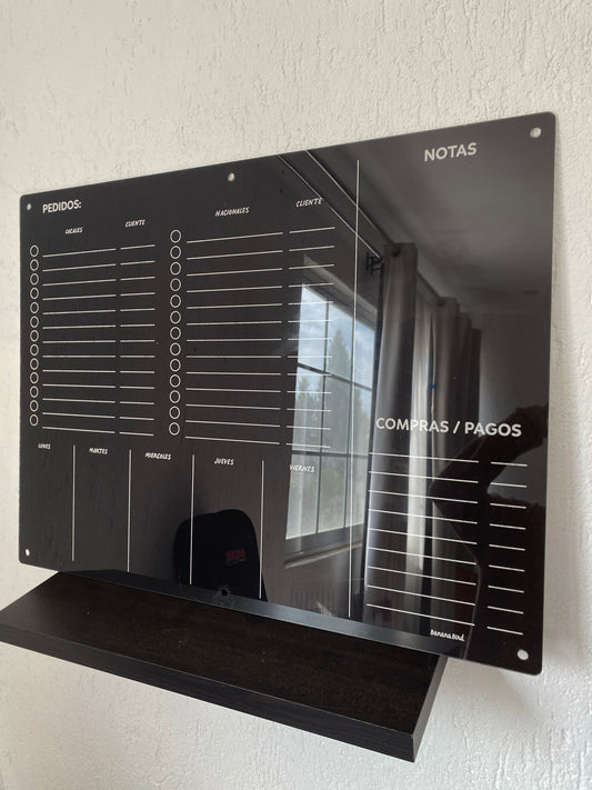 Planner para EMPRENDEDORES 60x80 en acrílico negro para pared (LIQUIDACIÓN)