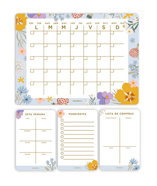 Kit de 4 planners magnéticos "Mensual + 3 planners pocket"