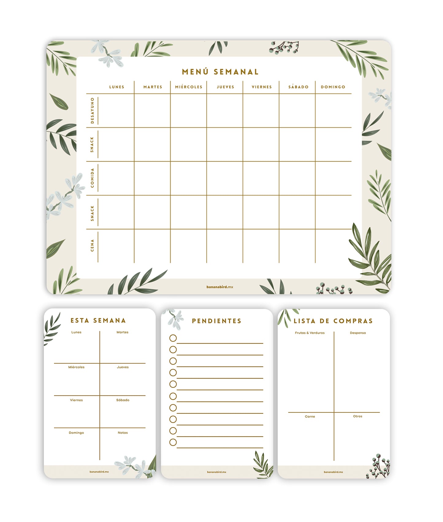 Kit de 4 planners magnéticos "Menú Semanal + 3 planners pocket"