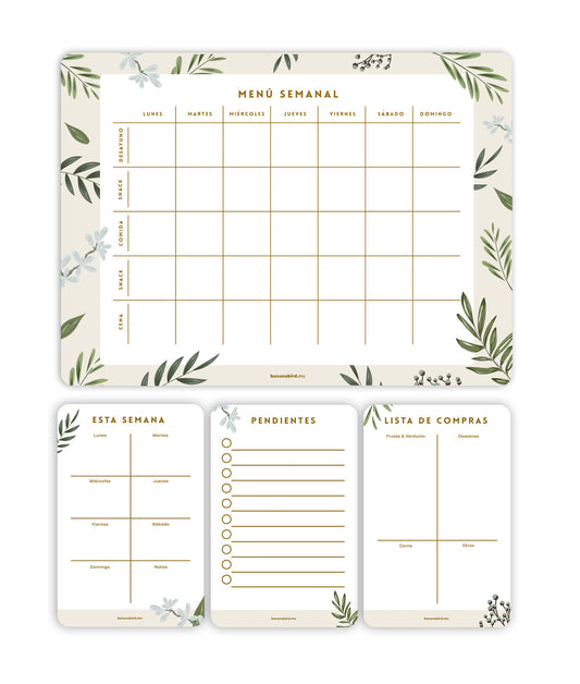 Kit de 4 planners magnéticos "Menú Semanal + 3 planners pocket"