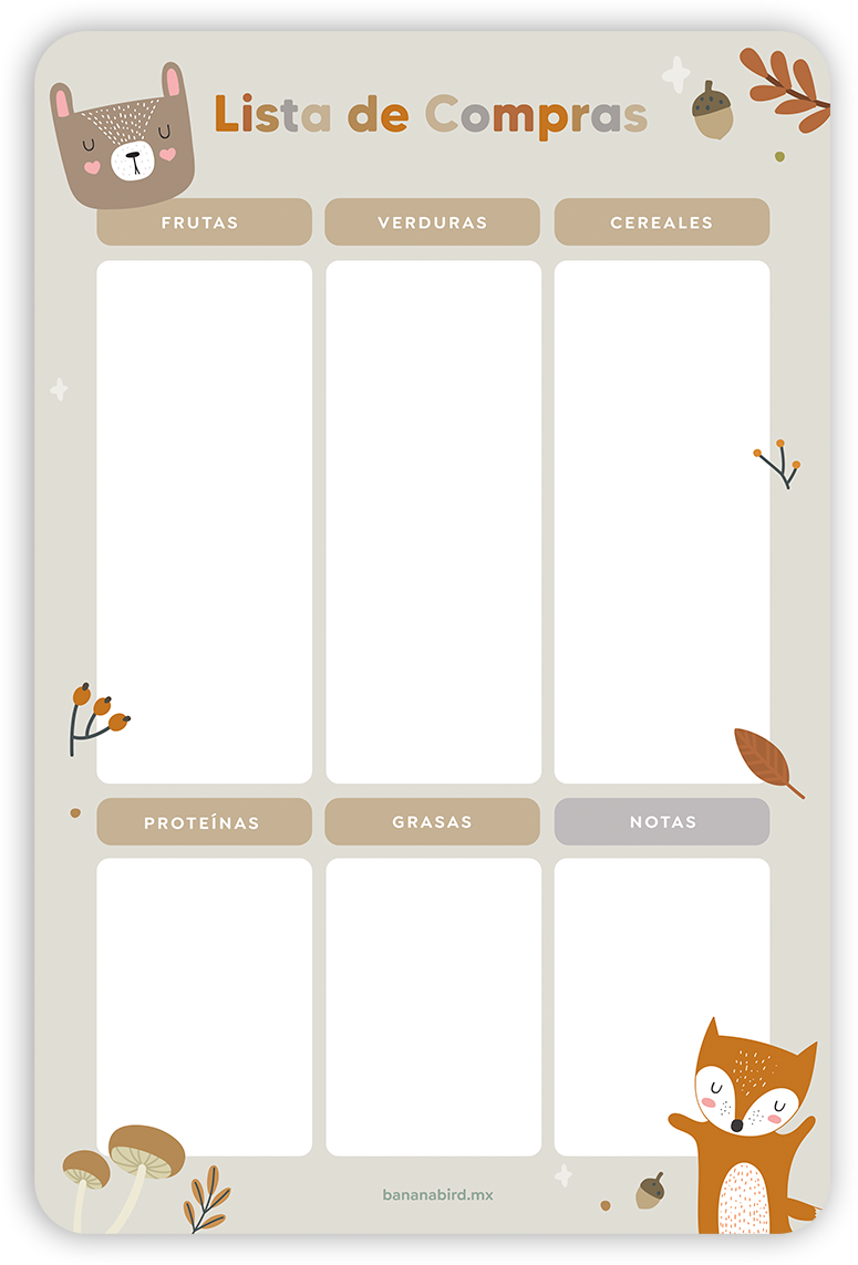 Planner magnético "Lista de compras para Alimentación Complementaria"