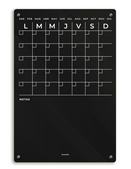 Planner MENSUAL DE 1 BLOQUE en acrílico negro