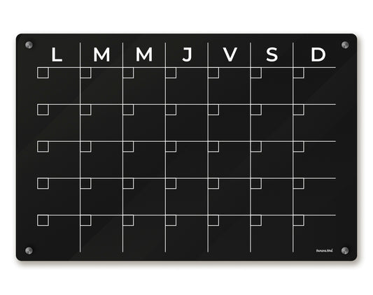 Planner MENSUAL SIN BLOQUES en acrílico negro