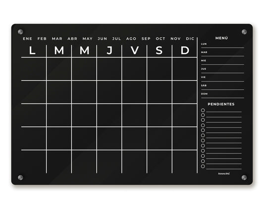 Planner MENSUAL DE 2 BLOQUES en acrílico negro