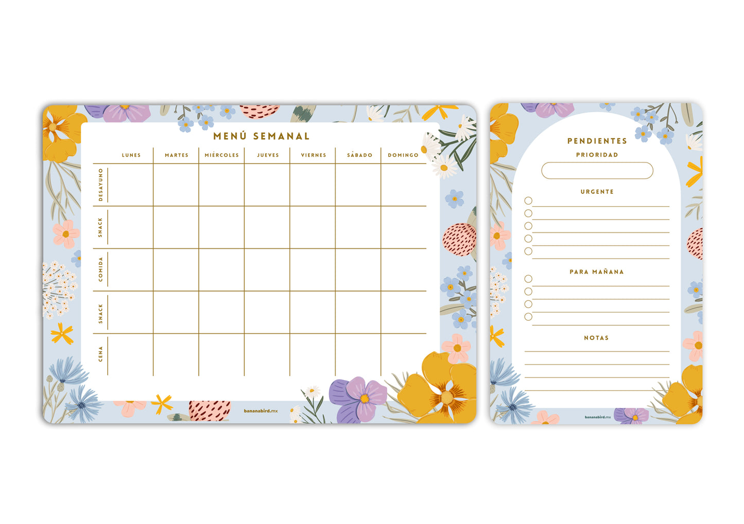 Kit de 2 planners magnéticos "Menú Semanal + Planner mediano a elegir"