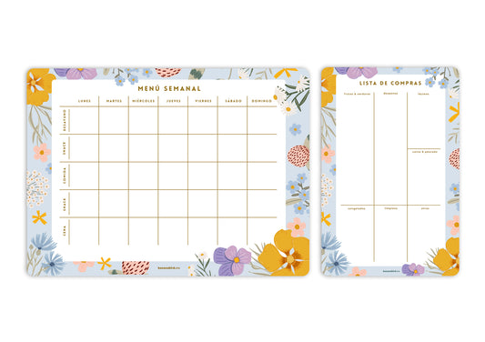 Kit de 2 planners magnéticos "Menú Semanal + Planner mediano a elegir"