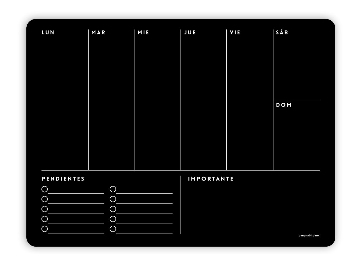 Planner magnético negro "Semanal con pendientes y notas"