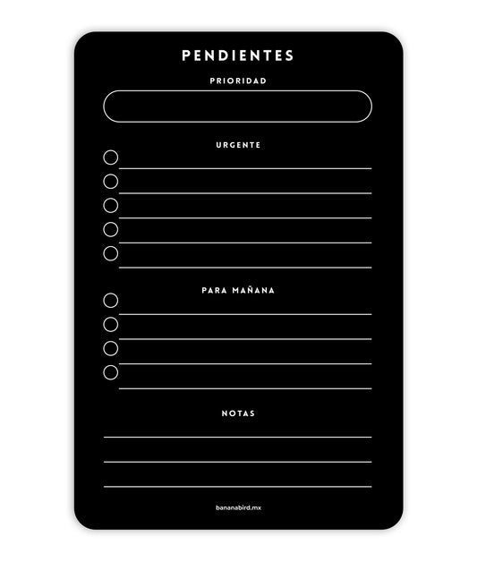 Planner magnético negro "Pendientes"