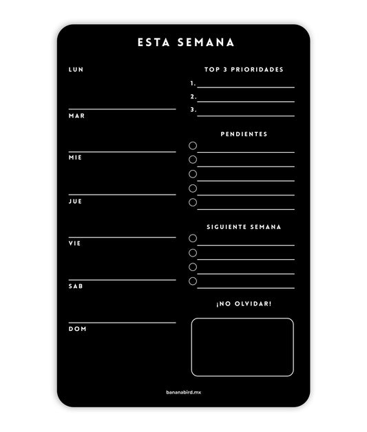Planner magnético negro "Semanal"