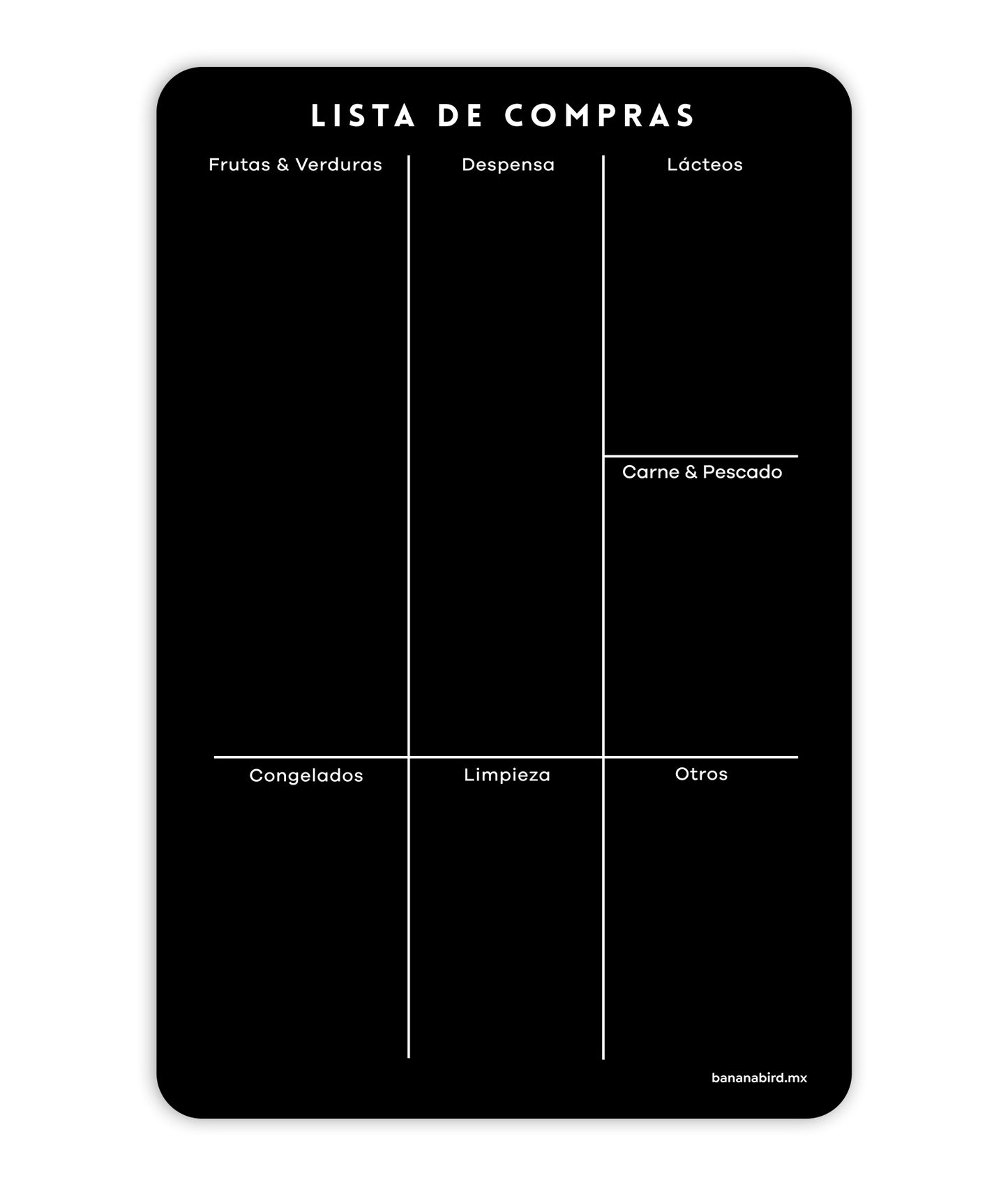 Planner magnético negro "Lista de compras"