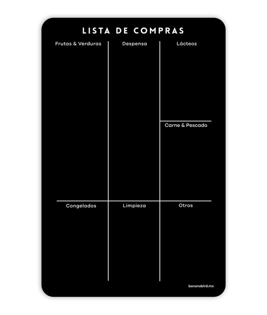 Planner magnético negro "Lista de compras"