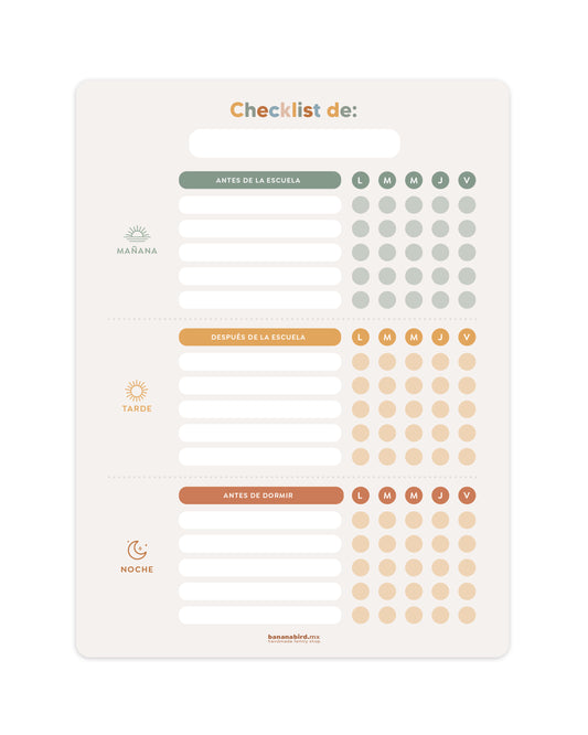 Tablero de Rutinas en Vinil Removible para niños de 8 años en adelante